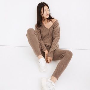 Madewell Re)sourced Cashmere Stitched-Rib V-Neck Sweater